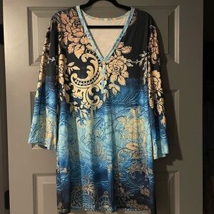 Floral V-Neck Tunic Dress